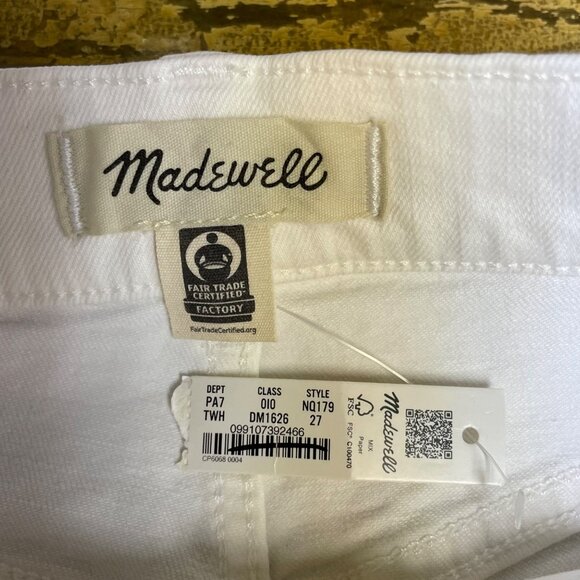 Madewell '90s Straight Crop Jean Tile White Sz 27 High Rise Raw Hem NQ179 - Picture 12 of 13